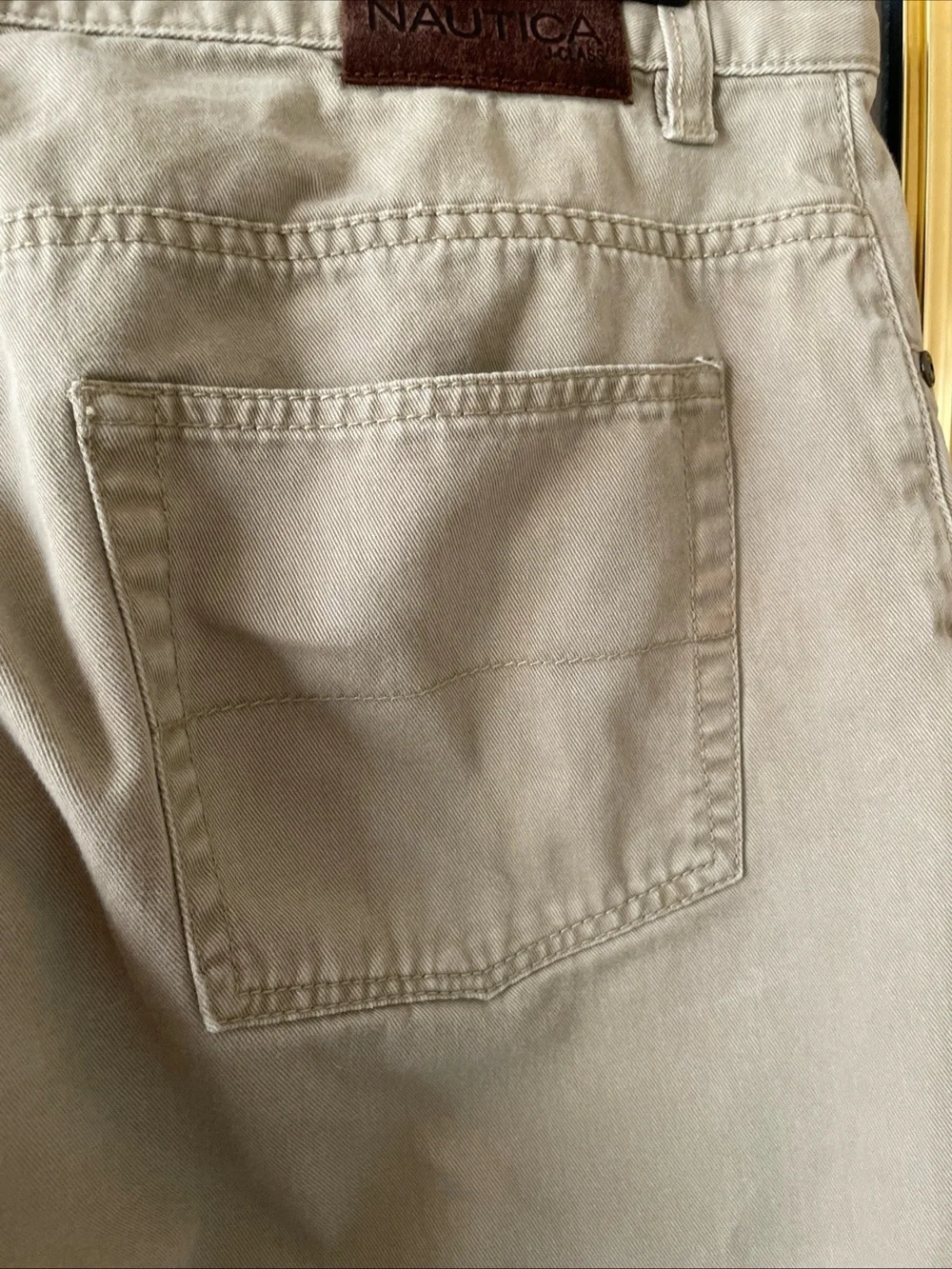 Men’s Nautica Relaxed Fit flat front Tan khakis size 36 Waist X 30 Inseam